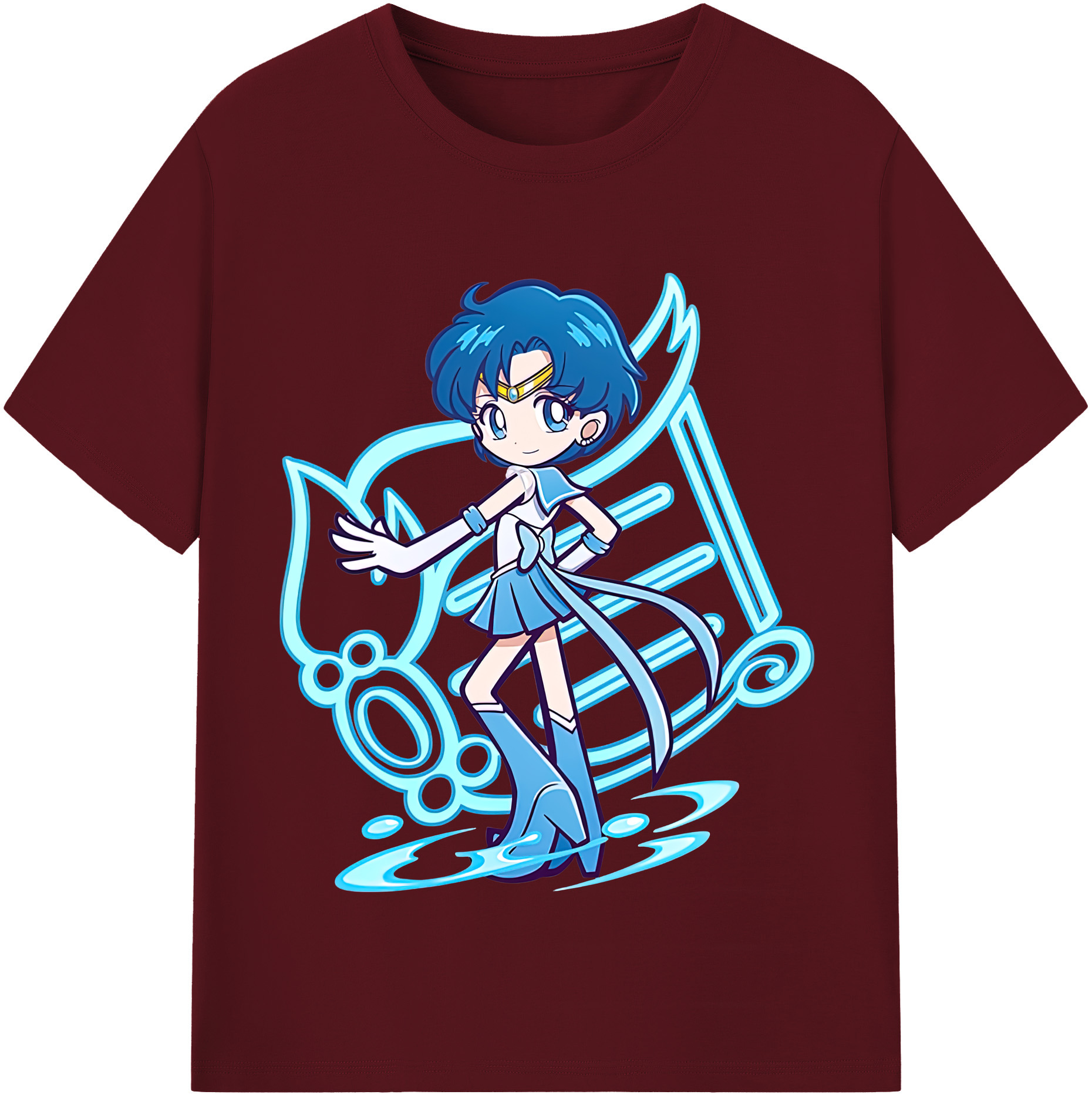（画像用） 美少女戦士セーラームーン 水野 亜美 みずの あみ Sailor Moon Mizuno Ami 綿100％半袖Tシャツ（フロントプリント）